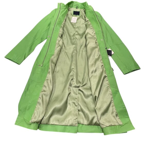 Vero Moda Long Leather Coat, NWT, Lime Green, M - Picture 3 of 9